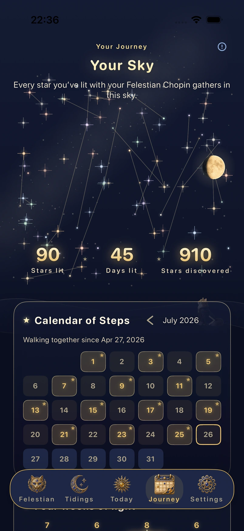 Your sky — the stars you lit, gathering