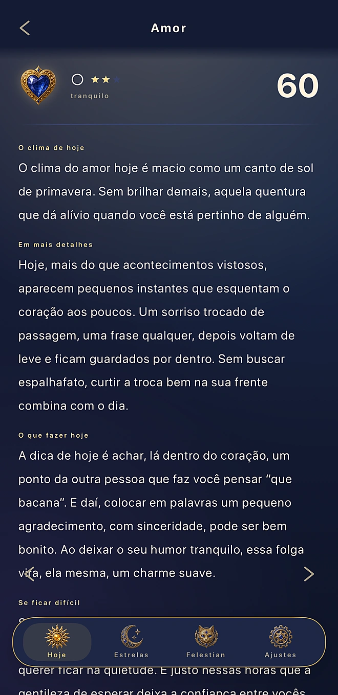A leitura de cada área — amor, trabalho… uma a uma, em 5 capítulos e com profundidade